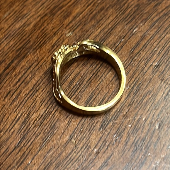 14kt Plated Gold Diamond Cut Heart Swirl Filigree Ring NWT Vintage Sz 5 - Picture 7 of 9